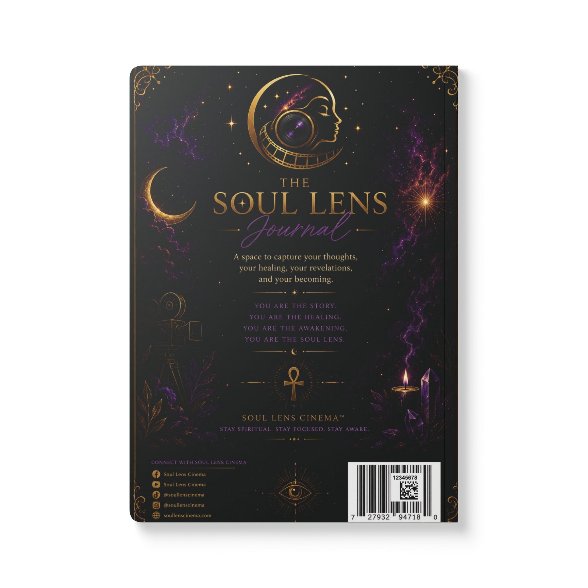 Soul Lens Journal — Spiritual Guided Softcover Notebook (Stay Spiritual • Stay Open • Stay Aware)