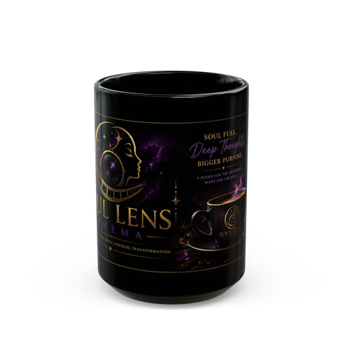 Inspirational Soulful Coffee Mug — 'Soul Full, Deep Thoughts' Black Ceramic Mug (11oz/15oz)