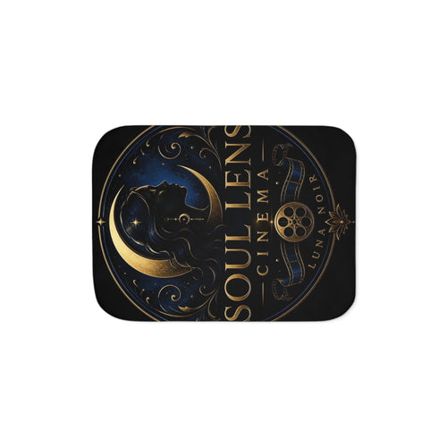 Sherpa Blanket — 'Soul Lens Cinema' Vintage Moon Film Logo Plush Throw