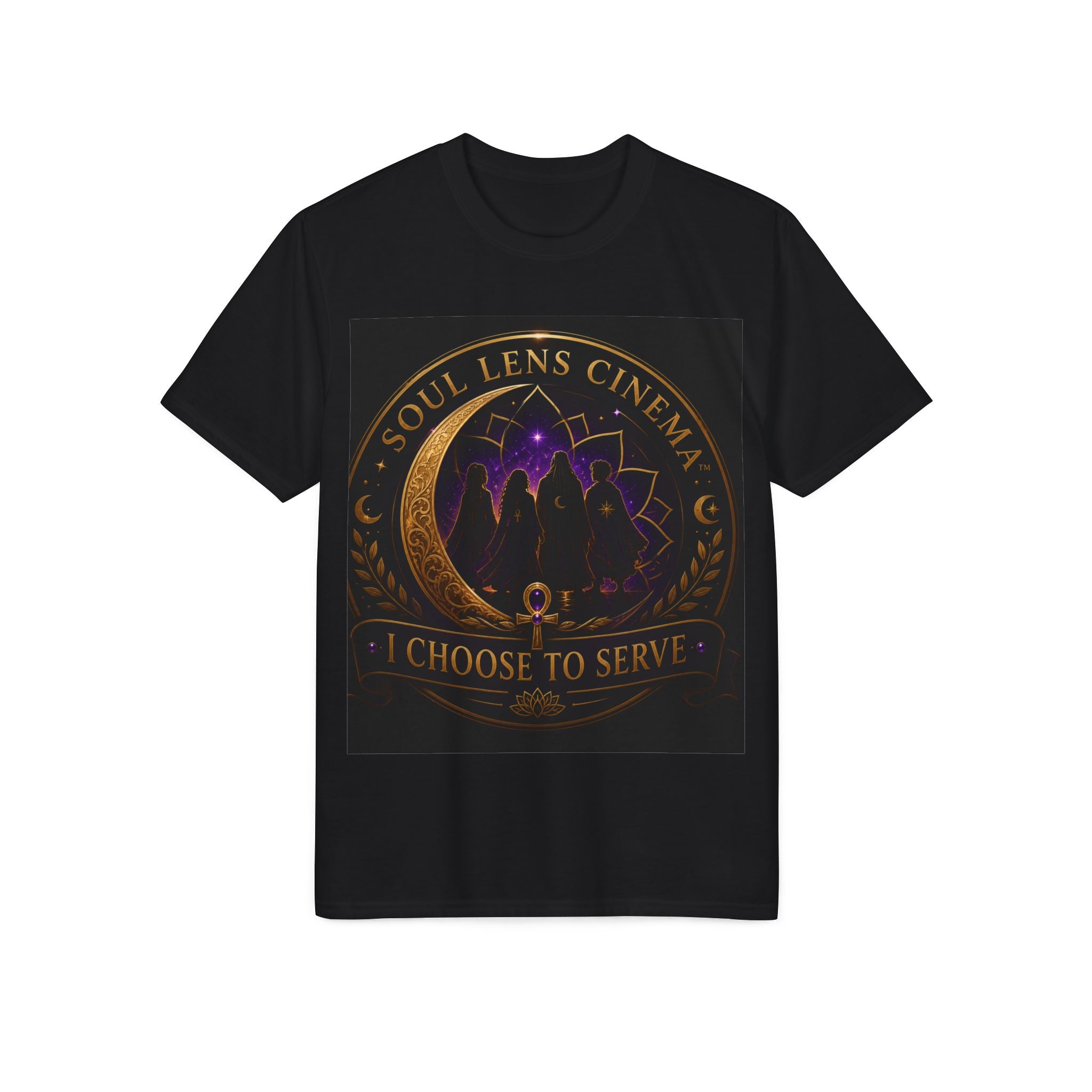 Soul Lens Cinema T-Shirt — "I Choose to Serve" Spiritual Lotus Graphic