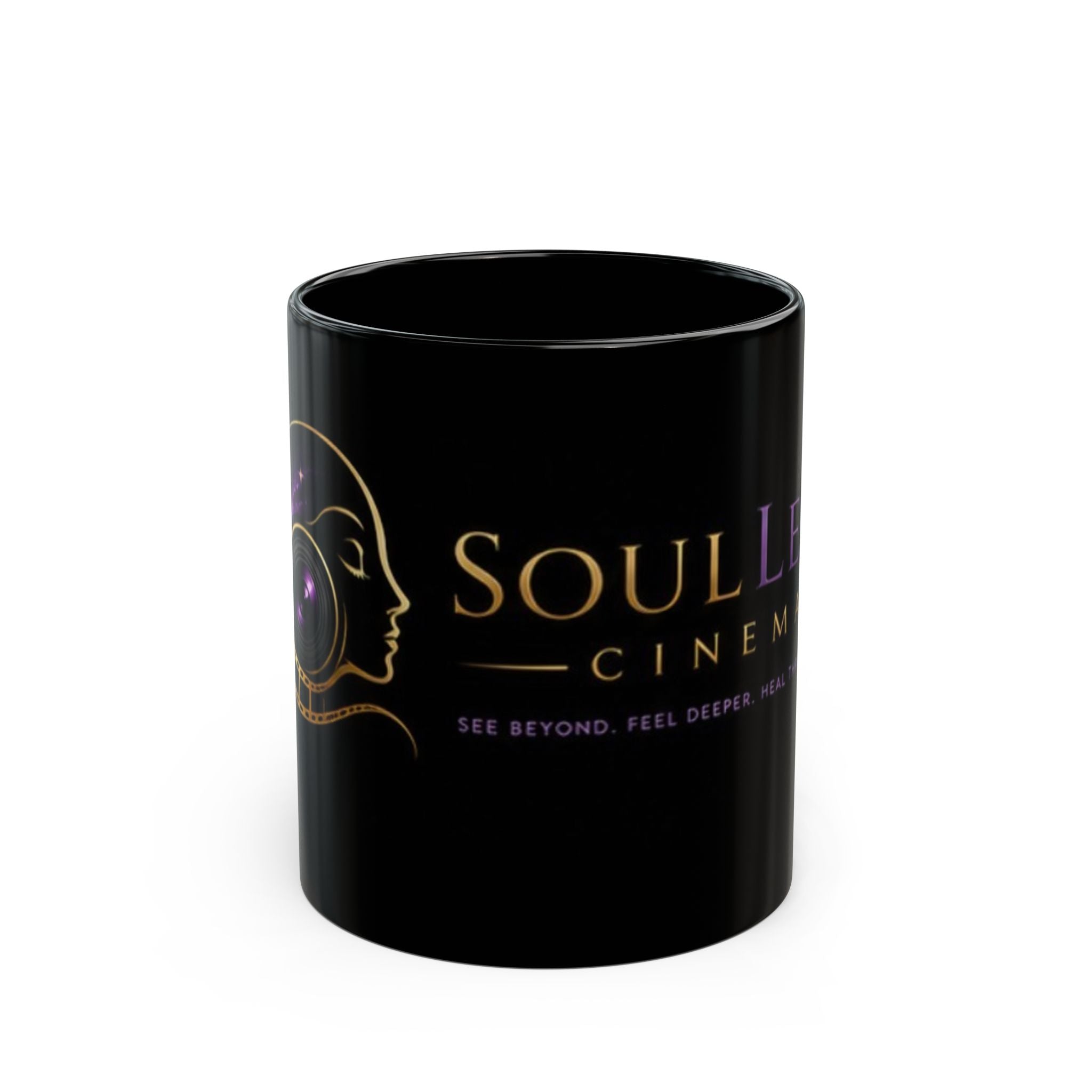 SoulLens Cinema Black Ceramic Mug — Hold the Ritual