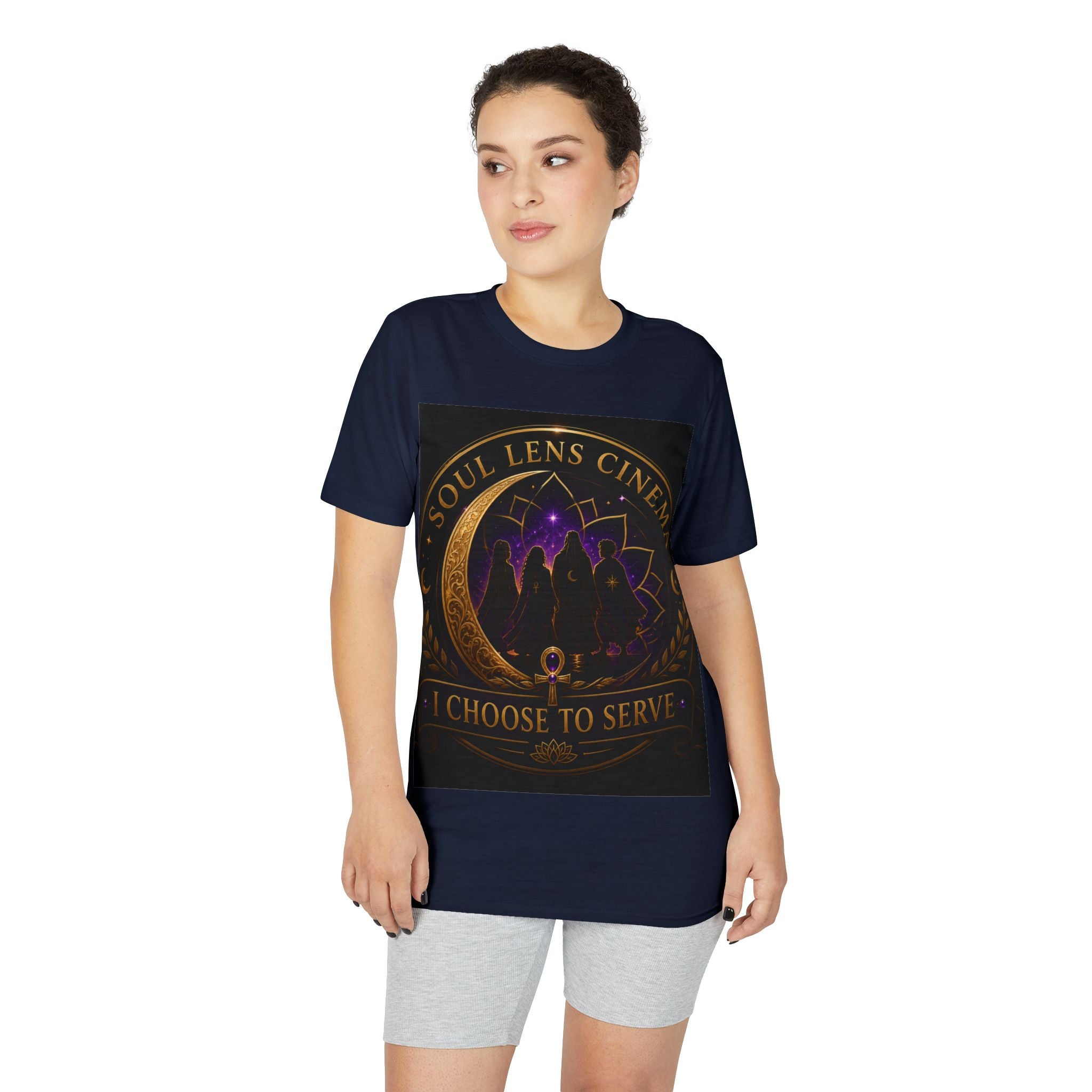 Soul Lens Cinema T-Shirt — "I Choose to Serve" Spiritual Lotus Graphic