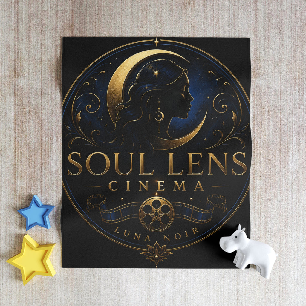 Soul Lens Cinema Throw Blanket — Luna Noir Vintage Film Logo