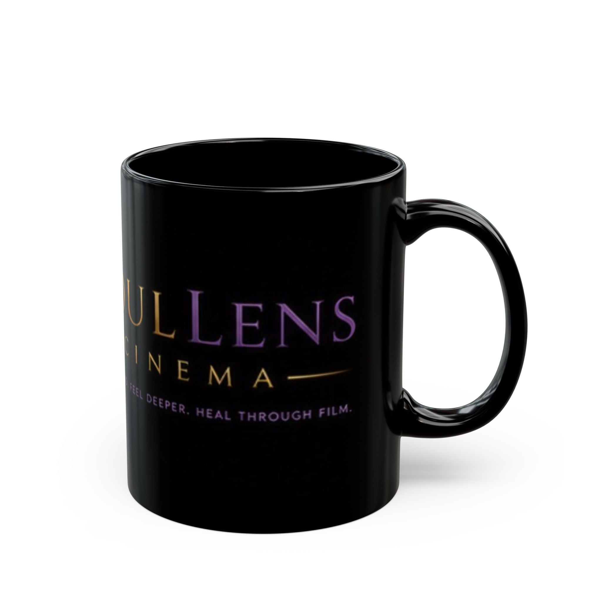 SoulLens Cinema Black Mug — "See Beyond, Feel Deeper" 11/15oz