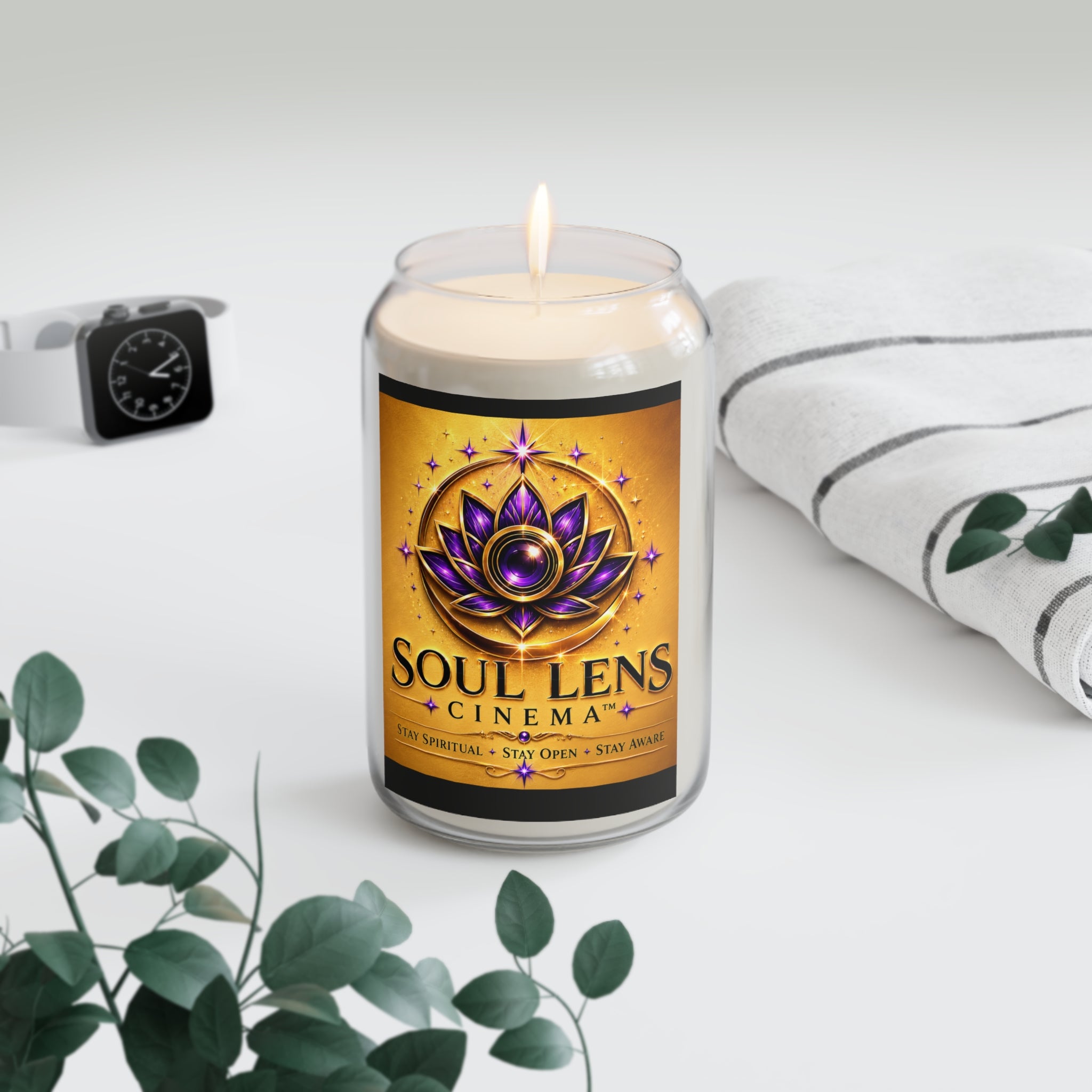 Soul Lens Cinema Scented Soy Candle — 13.75 oz Aromatherapy Candle (Stay Spiritual, Stay Open)
