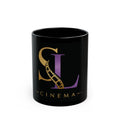 Cinema SL Logo Black Coffee Mug – Gold & Purple Film Reel Design (11oz, 15oz)