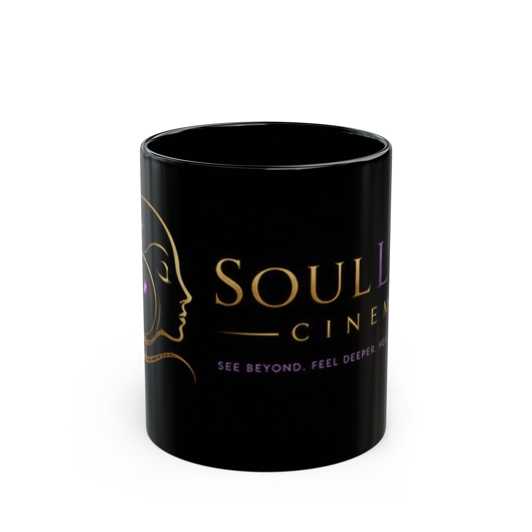 SoulLens Cinema Black Mug — "See Beyond, Feel Deeper" 11/15oz
