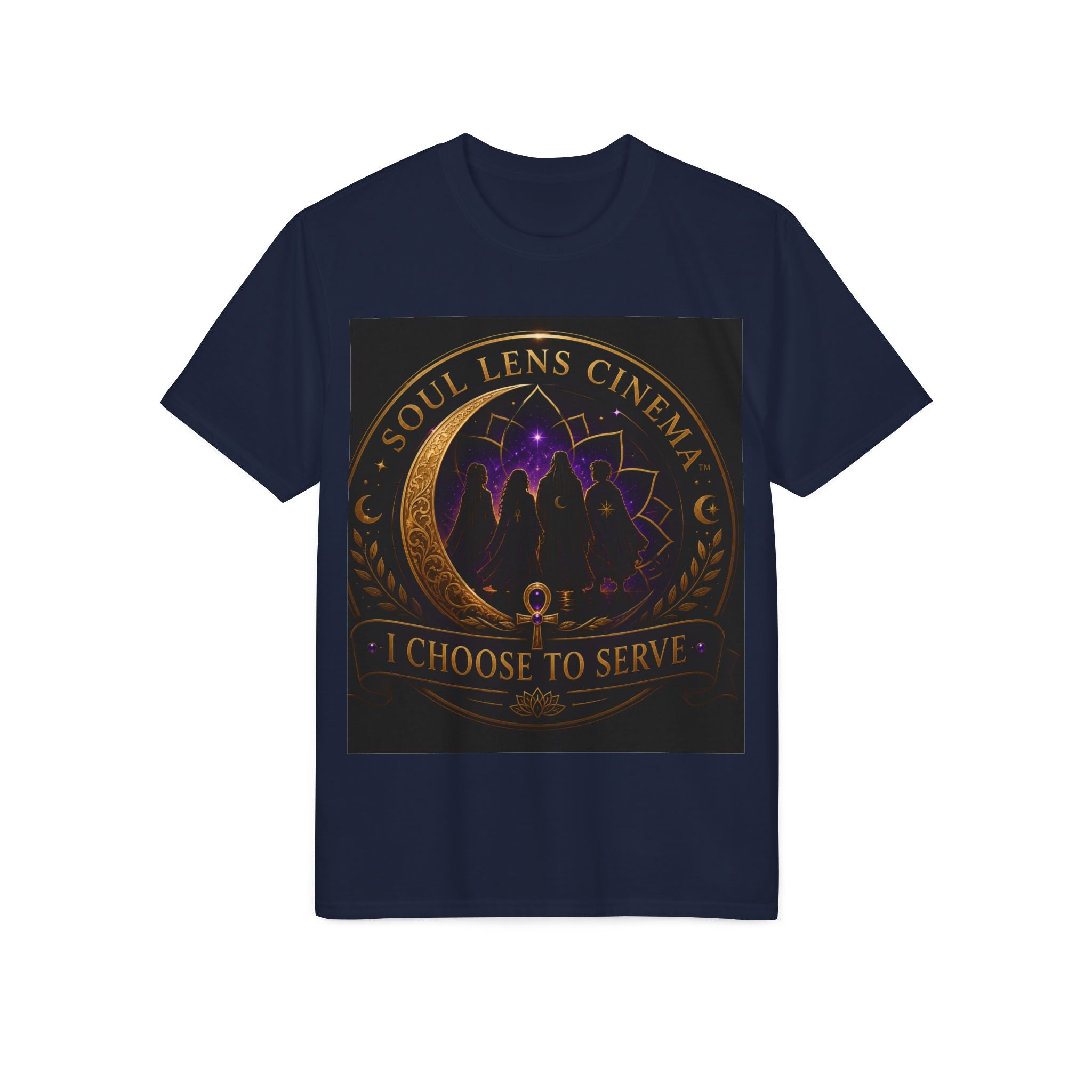 Soul Lens Cinema T-Shirt — "I Choose to Serve" Spiritual Lotus Graphic