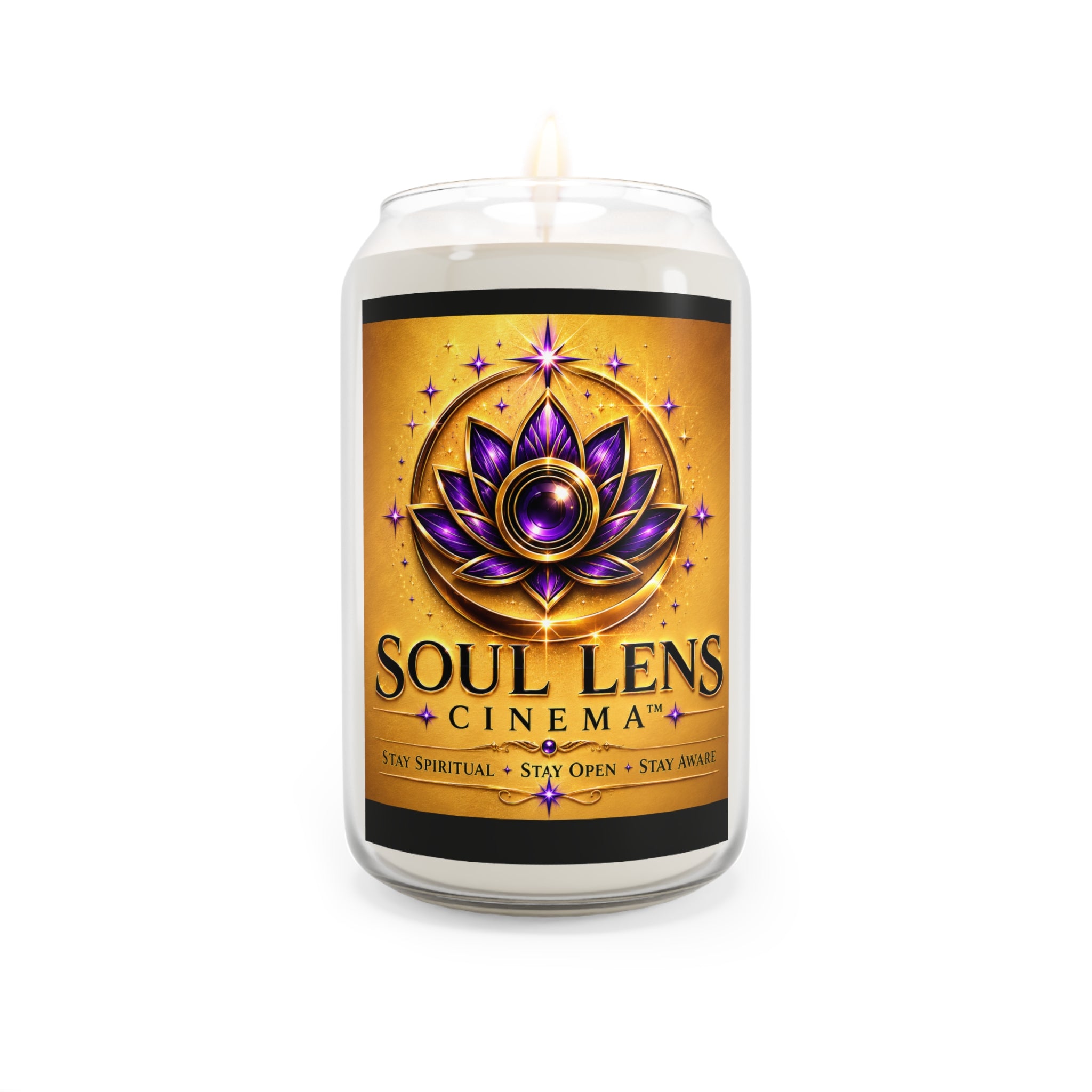 Soul Lens Cinema Scented Soy Candle — 13.75 oz Aromatherapy Candle (Stay Spiritual, Stay Open)
