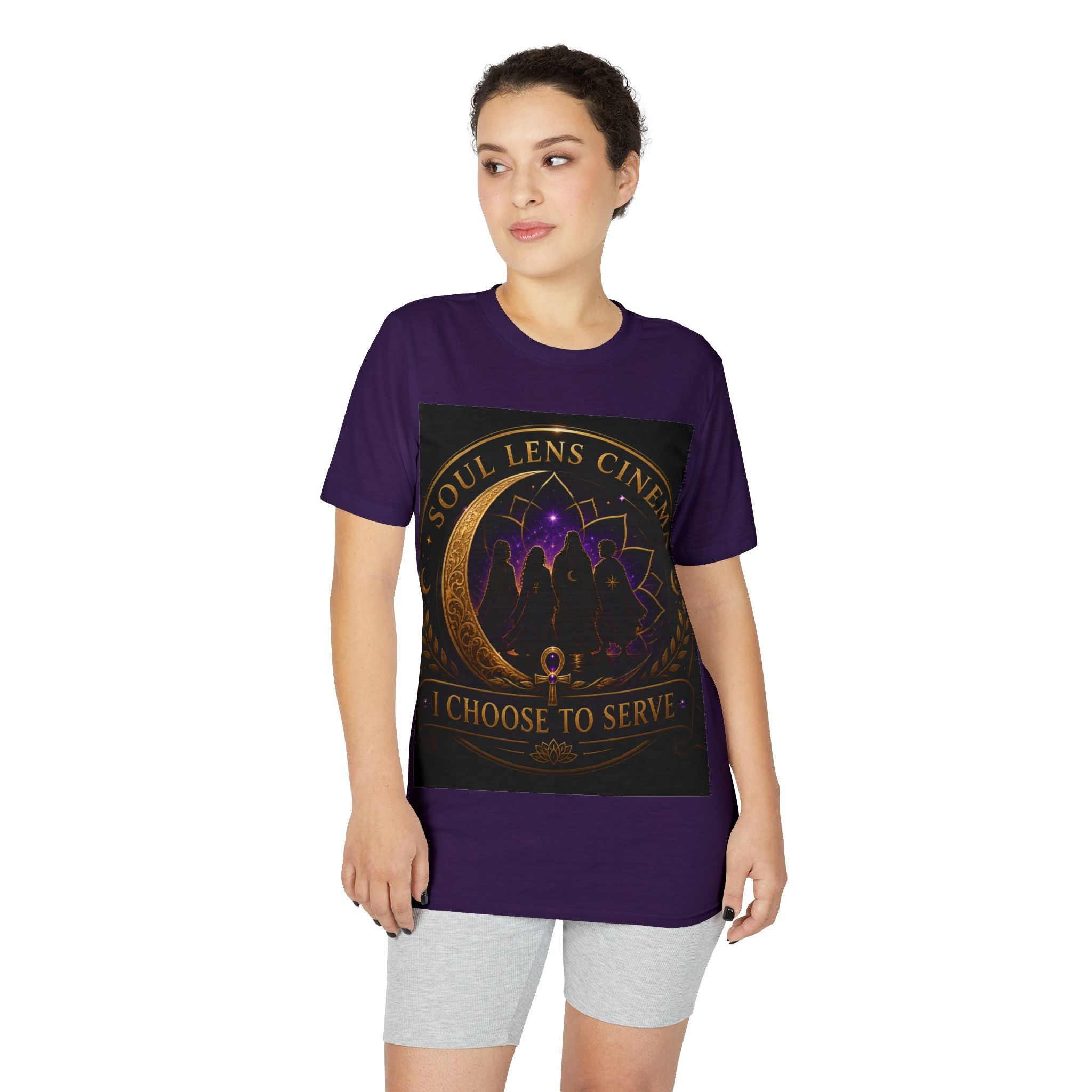 Soul Lens Cinema T-Shirt — "I Choose to Serve" Spiritual Lotus Graphic